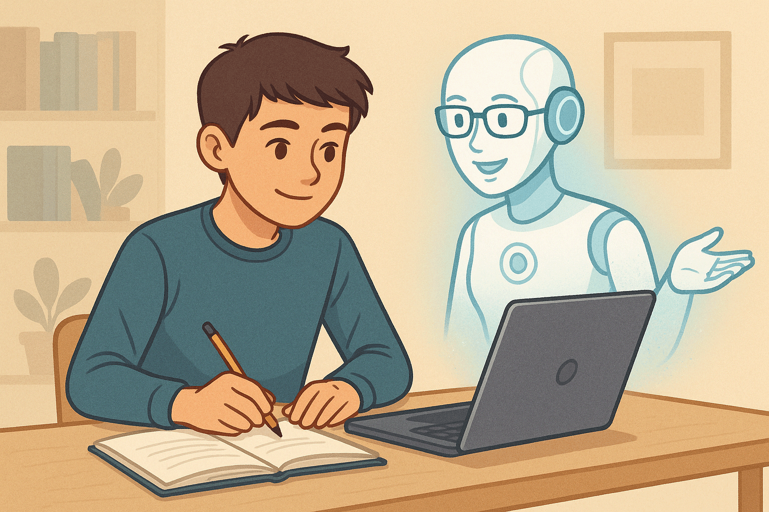 Child Doing Homework Supported by AI